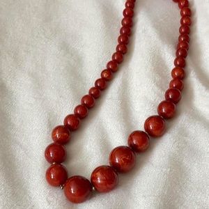 Red Bead Necklace - Polished Round Beads